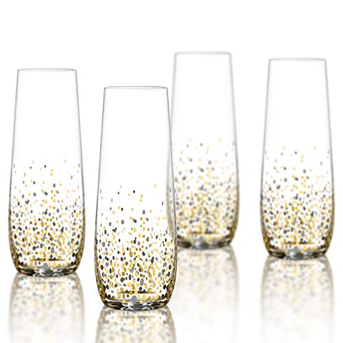 Fitz & Floyd Fitz and Floyd Confetti Stemless Flutes (Set of 4), Elegant Lead-free Matching Drinkware Perfect For Everyday Use Or Entertaining – Stylish Modern Glasses Make An Ideal Gift For Weddings, Birthdays - Image 5