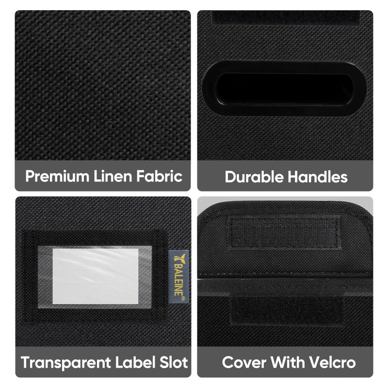 BALEINE File Organizer Box with Lid, Collapsible File Folder Organizer with Plastic Slide, Hanging File Folder Box for Office Document Storage (1 Pack, Black, S) - Image 5