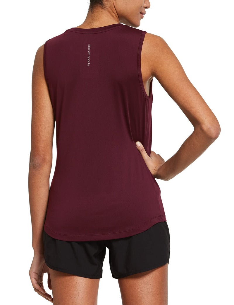 baleaf Womens Workout Tank Tops Sleeveless Exercise Tennis Running Shirts Activewear Fitness Gym Tops Red L - Image 2