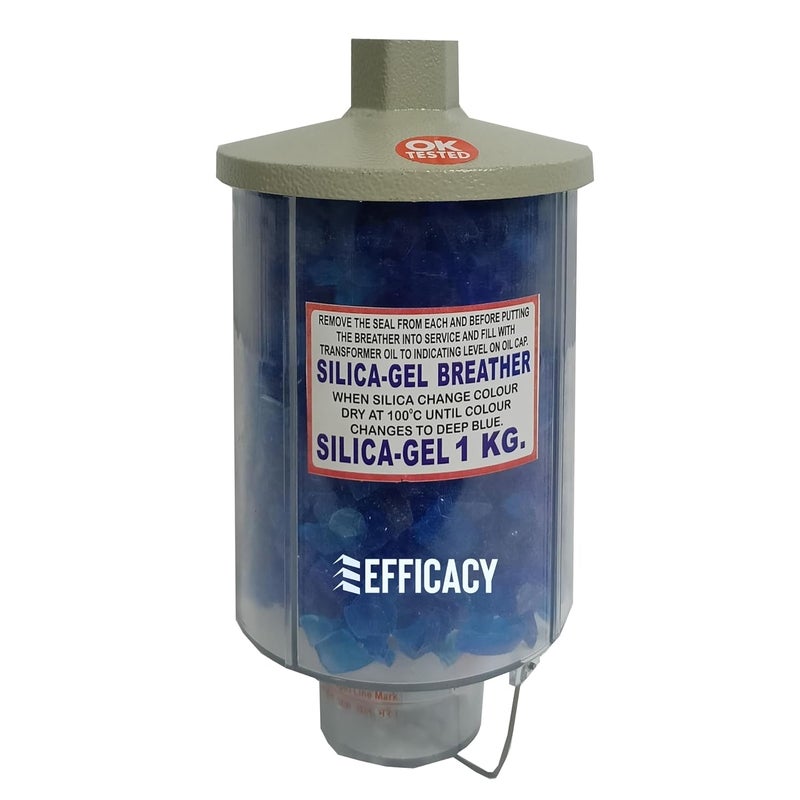 Efficacy Silica Gel Breather Size 1000 gm Transformer Desiccant Breathers Color Dark Blue to Pink Indicated Made of Full Aluminium Body and UV Polycarbonate Window Cup - Image 1