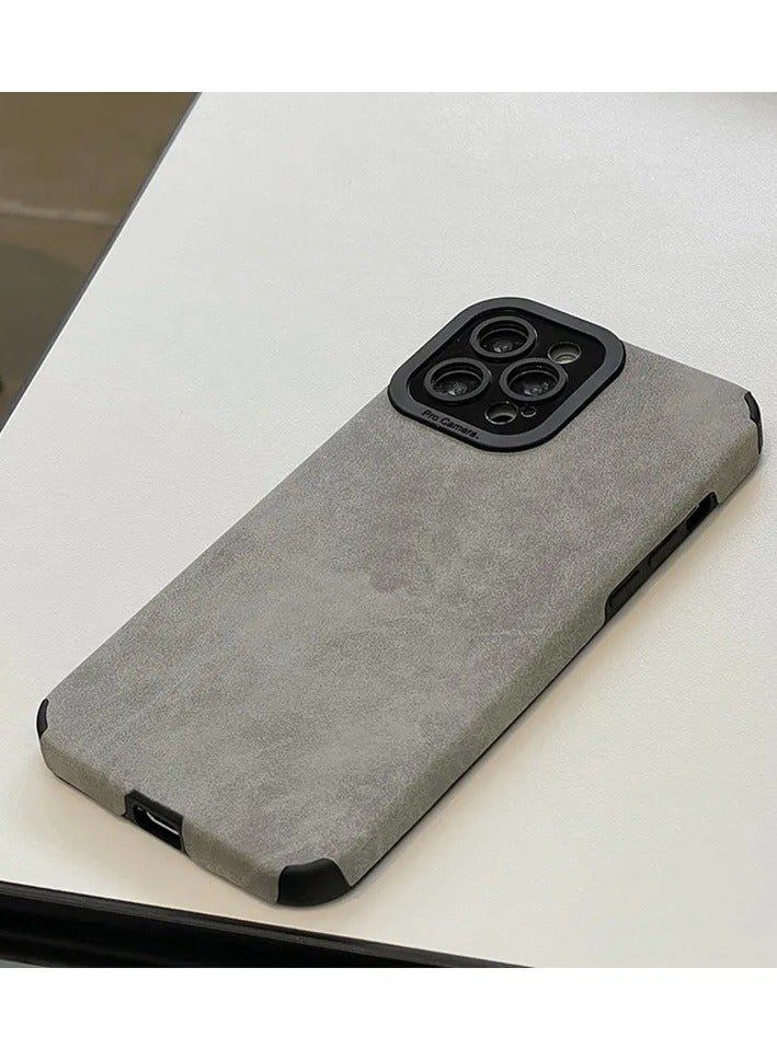 جومو ستور غطاء فاخر من جلد PU لهاتف iPhone 16 Pro – غطاء مقاوم للصدمات بملمس جلد الحمل للرجال والنساء، مع حماية للعدسة، نحيف ومتين، مقاوم للخدوش والصدمات - Image 2