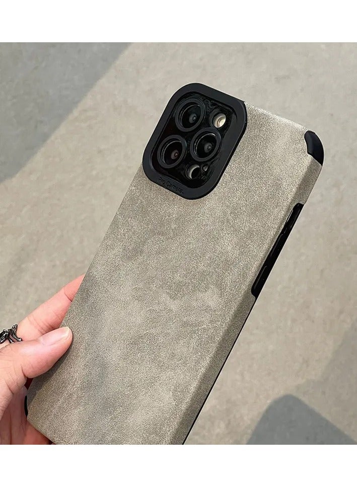 جومو ستور غطاء فاخر من جلد PU لهاتف iPhone 16 Pro – غطاء مقاوم للصدمات بملمس جلد الحمل للرجال والنساء، مع حماية للعدسة، نحيف ومتين، مقاوم للخدوش والصدمات - Image 3