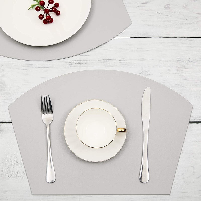 we3 Woven Vinyl Placemats for Dining Table Durable Heat Resistant Washable Wedge Placemats for Round Table, Placemats Set of 6+Runner (Placemat_F Pack of 6 + Runner) - Image 5