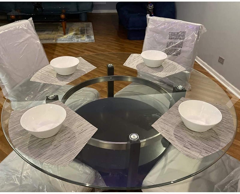 we3 Woven Vinyl Placemats for Dining Table Durable Heat Resistant Washable Wedge Placemats for Round Table, Placemats Set of 6+Runner (Placemat_F Pack of 6 + Runner) - Image 3