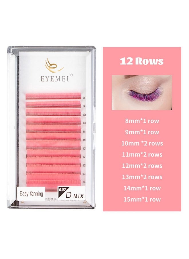 EYEMEI - Colored Lash Extensions Easy Fan Volume Lashes 0.07 D Curl 815Mm Matte Rapid Volume Eyelash Extensions Rapid Blooming Flower Self Fanning Volume Lash Extensions (Pink 0.07D 815Mm) - Image 1