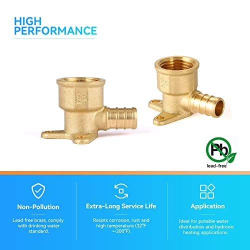 GUOFIS(Pack of 10) Pex 1/2 Inch x 1/2 Inch Female NPT Drop Ear Elbow,PEX Brass Fittings for Transition from Pex to Threaded(PEX1807159) - Image 4