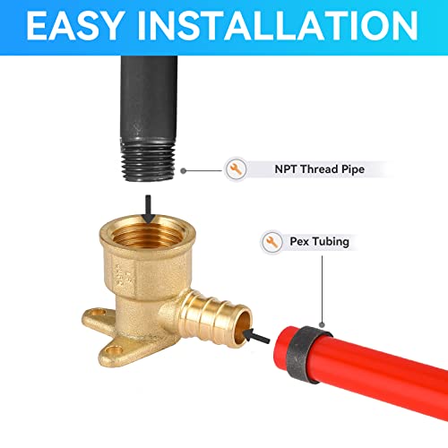 GUOFIS(Pack of 10) Pex 1/2 Inch x 1/2 Inch Female NPT Drop Ear Elbow,PEX Brass Fittings for Transition from Pex to Threaded(PEX1807159) - Image 2