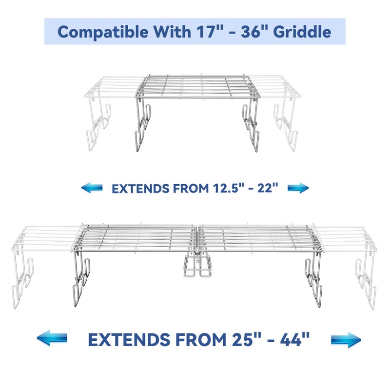 Skyflame Adjustable Griddle Warming Rack for 17" 22" 28" 36" Griddles, Universal Stainless Steel Cooking Grate BBQ Accessories Compatible with Blackstone/Pit BOSS/Camp Chef - Image 2