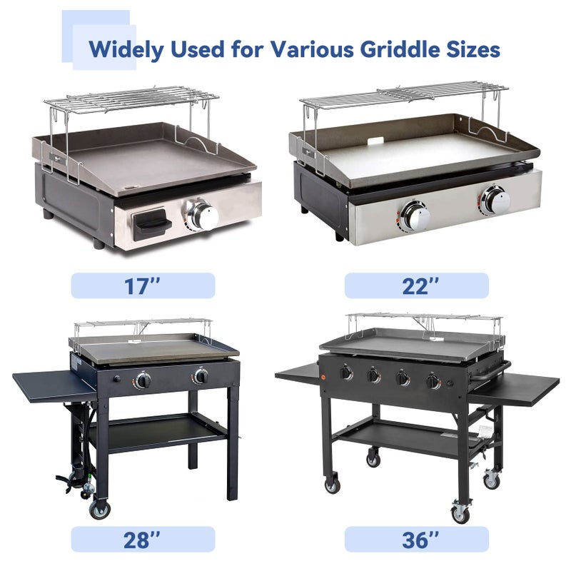 Skyflame Adjustable Griddle Warming Rack for 17" 22" 28" 36" Griddles, Universal Stainless Steel Cooking Grate BBQ Accessories Compatible with Blackstone/Pit BOSS/Camp Chef - Image 4