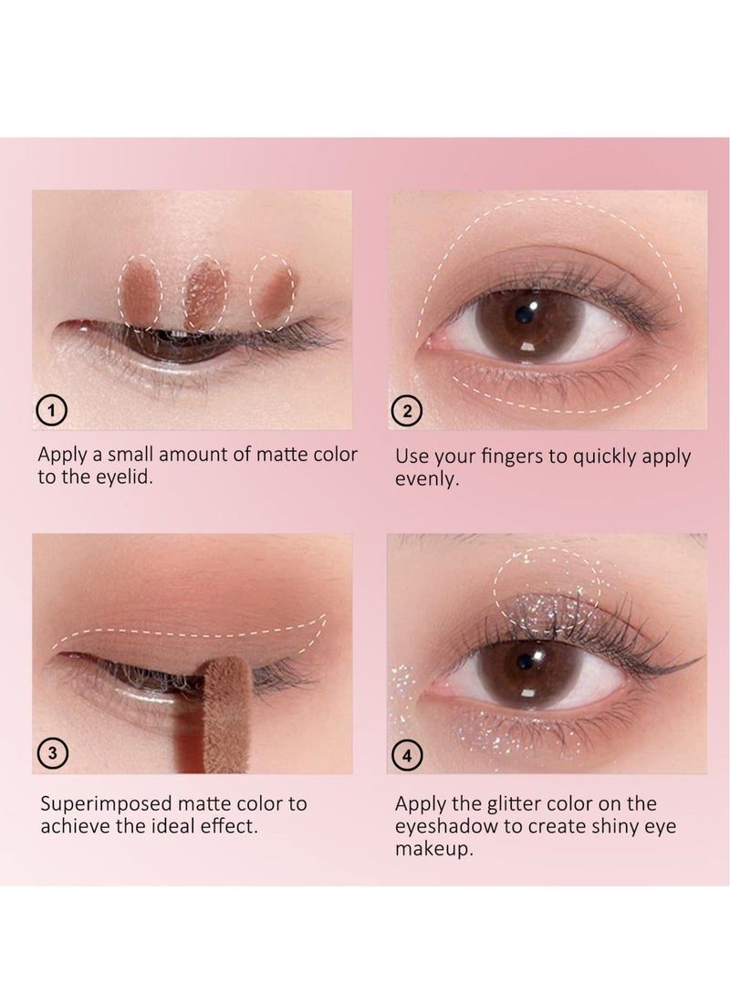 KASTWAVE 3Pcs Liquid Glitter Matte Eyeshadow  Liquid Glitter Eyeliner and Matte Cream Eyeshadow 2 in 1 Quick Drying Easy to Apply Long Lasting Shimmer Matte Eyeshadow Eye Makeup - Image 2