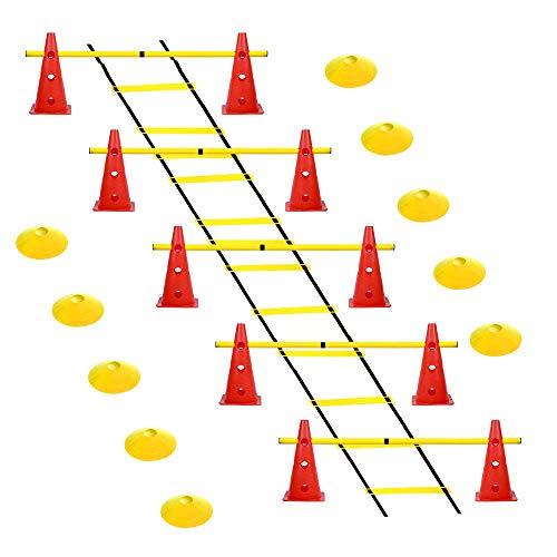 ASENVER Hurdle Ladder Triangle Marker Cone Pad Disk Hurdle Multifunctional Set - Image 1