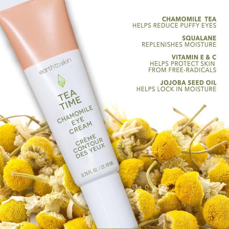 Earth To Skin Tea Time Chamomile Eye Cream â€“ Hydrating & Soothing Eye Treatment with Vitamin E, Vitamin C & Jojoba Oil â€“ 0.75 fl oz - Image 3