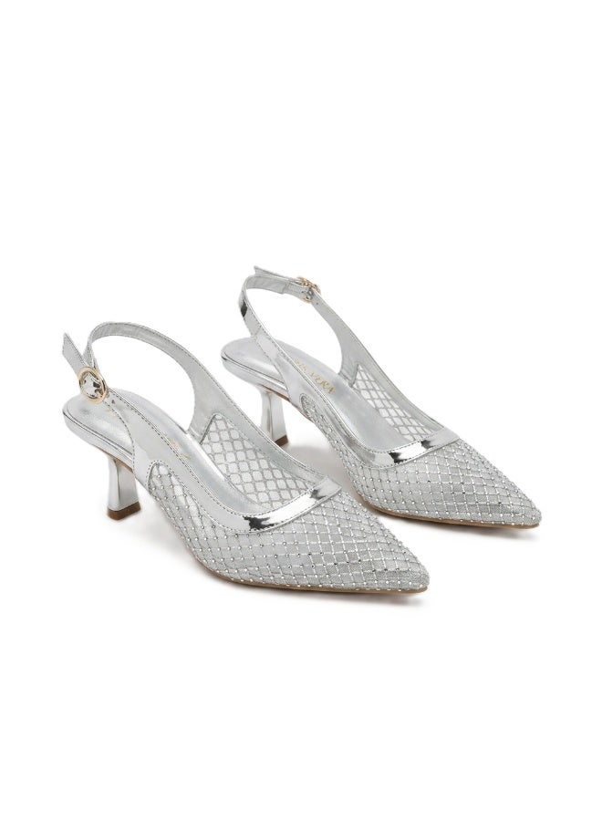Vbranda Elegant mesh heels with sparkling details C-141- - Image 3