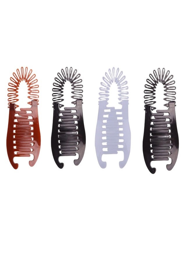 SelHeng 4Pcs Colorful Elongated Interlocking Plastic Banana Clip Hair Combs - Women Two Sides Hair Combs Ponytail Hair Clincher Hair Accessories for Ponytail Holder, Hair Clips, Clips and Barrettes - Image 1