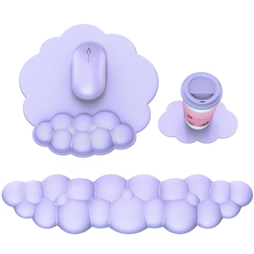 MOKURU Cloud Mouse Pad with Wrist Rest, Cloud Keyboard Wrist Rest, Mouse Pad Wrist Support, Ergonomic Keyboard Mouse Wrist Support (Purple) - Image 1