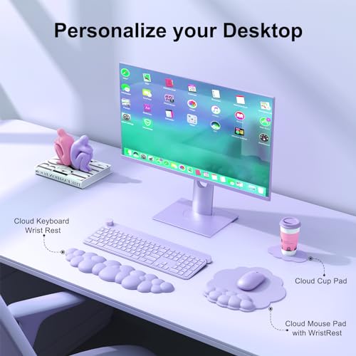 MOKURU Cloud Mouse Pad with Wrist Rest, Cloud Keyboard Wrist Rest, Mouse Pad Wrist Support, Ergonomic Keyboard Mouse Wrist Support (Purple) - Image 2