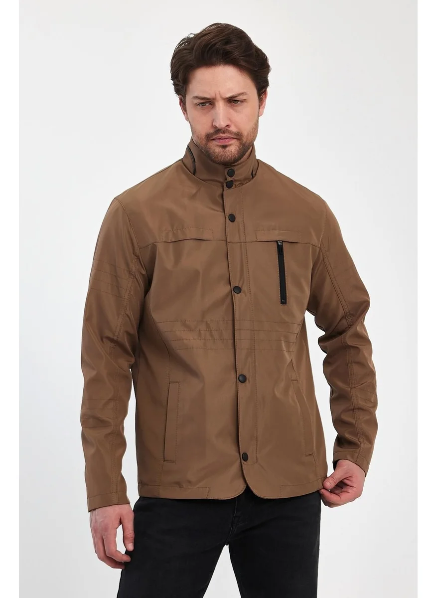 Sivaist Men's Brown Regular Long Seasonal Cotton Polyester Blend Safari Coat & Jacket