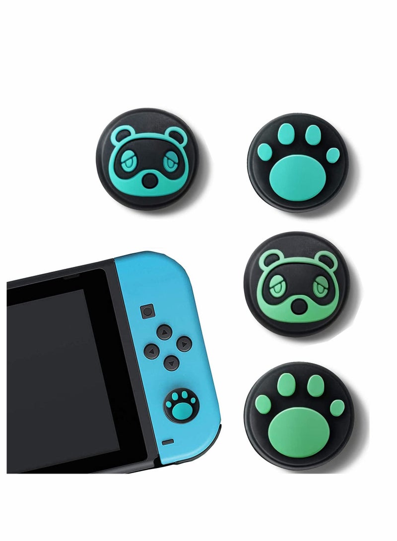 KASTWAVE Thumb Grip Caps, Soft Silicone Analog Stick Covers, Cool Raccoon & Cat Paw Joystick Analog Cap for Nintendo Switch & Lite, Soft Silicone Button Cover for Joy-Con Controller - 4 Pcs - Image 1