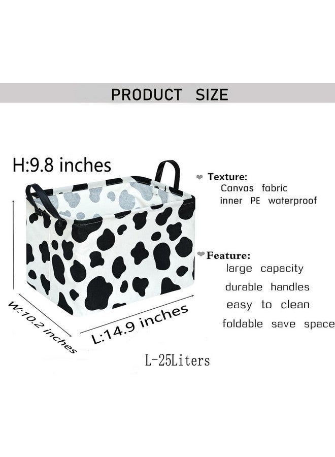 KUNRO Rectangle Toy Bin Waterproof storage organizer for Nursery Hamper Home decor Closet Kids Bedroom Laundry Baby Gift Shelf Baskets(Cow pattern) - Image 2