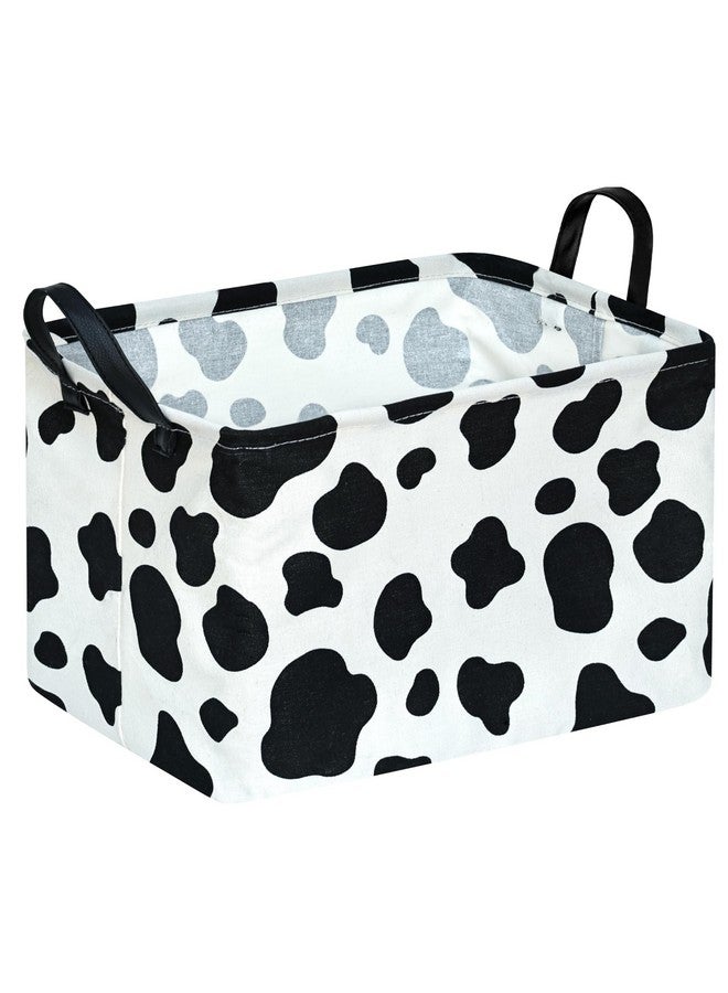 KUNRO Rectangle Toy Bin Waterproof storage organizer for Nursery Hamper Home decor Closet Kids Bedroom Laundry Baby Gift Shelf Baskets(Cow pattern) - Image 1