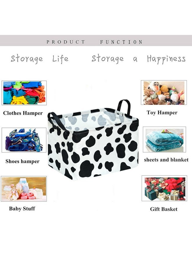 KUNRO Rectangle Toy Bin Waterproof storage organizer for Nursery Hamper Home decor Closet Kids Bedroom Laundry Baby Gift Shelf Baskets(Cow pattern) - Image 3
