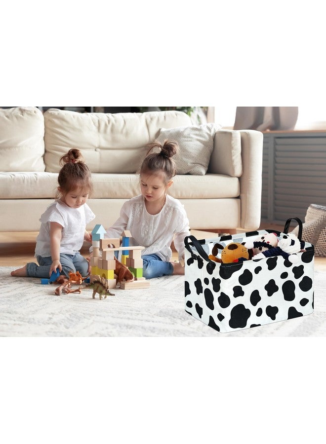 KUNRO Rectangle Toy Bin Waterproof storage organizer for Nursery Hamper Home decor Closet Kids Bedroom Laundry Baby Gift Shelf Baskets(Cow pattern) - Image 4