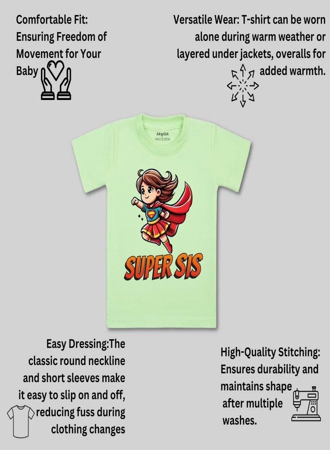 ARVESA Super Sis TS-1730 Sisiter Baby Tshirt for Kids Boys & Girls Half Sleeves Round Neck Clothes Tshirt for Kids Boys 1 Months to 6 Years Dress - Image 3