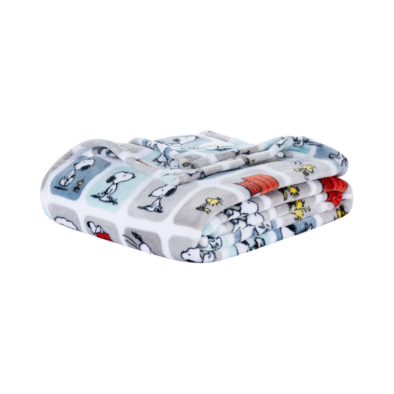 Berkshire Blanket PeanutsÂ® VelvetLoftÂ® Cute Character Snoopy Plush Blanket,Woof Blue,Full/Queen 90 in x 90 in (Official PeanutsÂ® Product) - Image 1