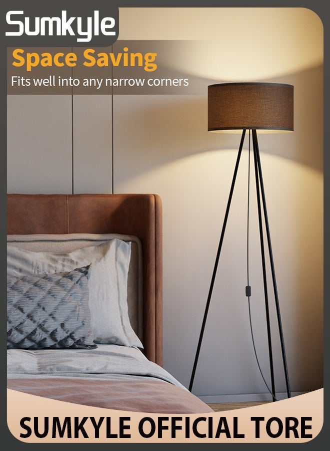 Sumkyle Tripod Floor Lamp with 3 Color Temperatures LED Bulb, Modern Standing Lamp with Black Lampshade, LED Floor Lighting for Living Room, Bedroom, Office - Image 1