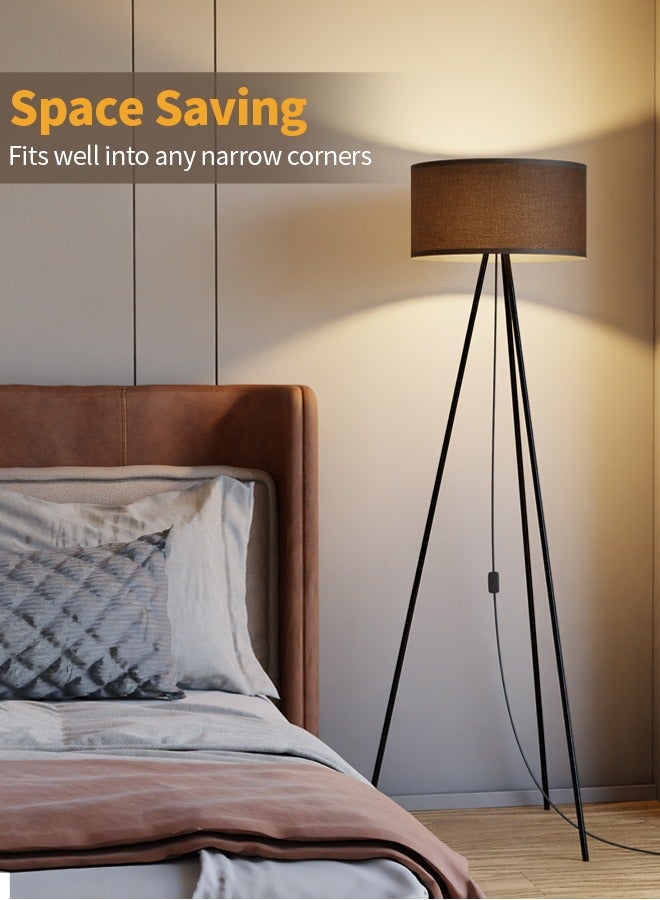 Sumkyle Tripod Floor Lamp with 3 Color Temperatures LED Bulb, Modern Standing Lamp with Black Lampshade, LED Floor Lighting for Living Room, Bedroom, Office - Image 3