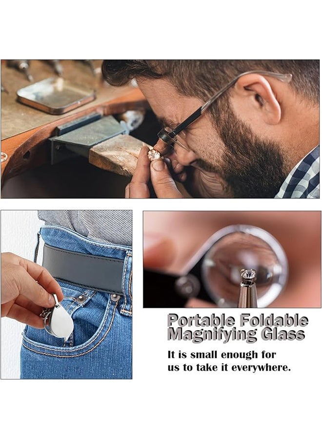 Small Pocket Magnifier 10X Jeweler Magnifier Folding Magnifier Keychain Jewelry Ring is Suitable for Reading Science Jewelry Hobby Books - Image 4