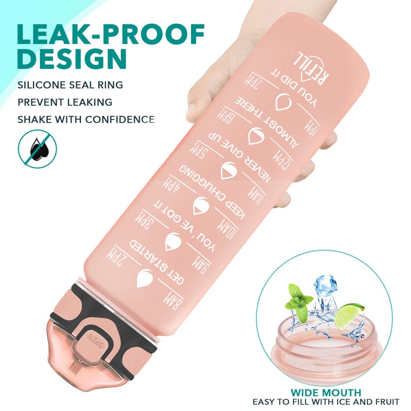 Enerbone 32 oz Water Bottle with Times to Drink and Straw  Motivational Drinking Water Bottles with Carrying Strap  Leakproof BPA & Toxic Free  Ensure You Drink Enough Water for Fitness Gym Outdoor - Image 5