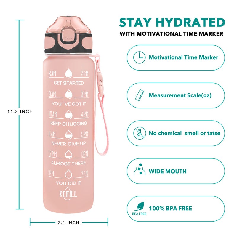 Enerbone 32 oz Water Bottle with Times to Drink and Straw  Motivational Drinking Water Bottles with Carrying Strap  Leakproof BPA & Toxic Free  Ensure You Drink Enough Water for Fitness Gym Outdoor - Image 3