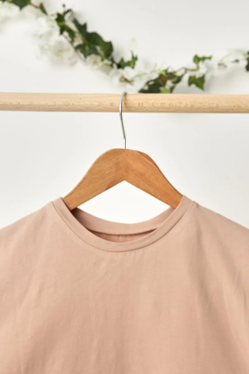 Babygiz Light Brown Girl's Short Sleeve Crew Neck Anti-Sweat, Comfortable Cotton T-Shirt