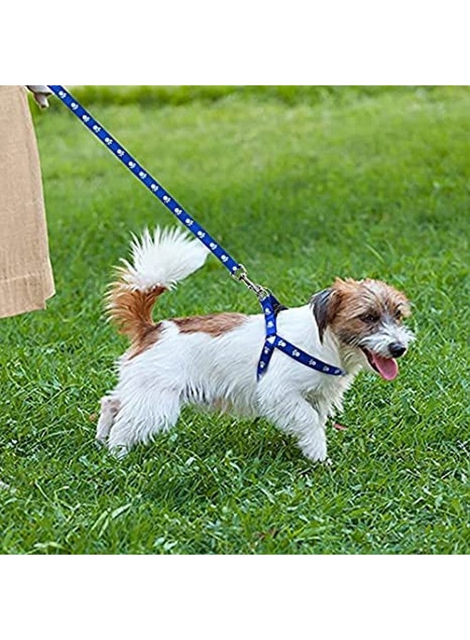 Adjustable Leash With Harness Set Paw Printed Nylon Puppy Harness For All Breeds Dogs, Cat And Puppies (Color As Per Availability) - Adjustable Chest: 35 Cm-50Cm - Image 2