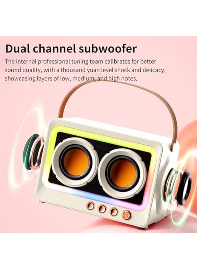 Excefore Portable Creative Bluetooth Speaker 360 Degree Stereo Sound Effect Ultra Long Battery Life Cool Rgb Lighting Support Series Mirror Transparent Screen 5.3 Bluetooth Subwoofer White - Image 3