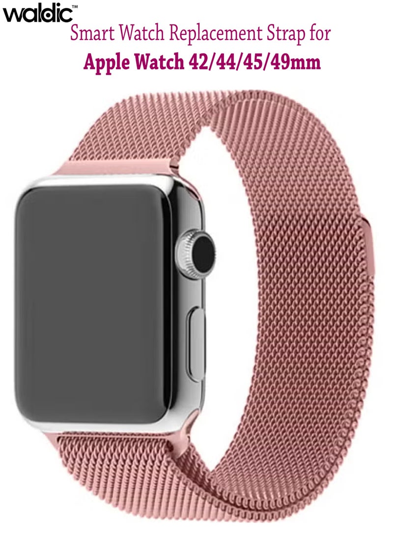Waldic Metal Smart Watch Replacement Strap for Apple Watch 42/44/45/49mm - Rose Gold - Image 1