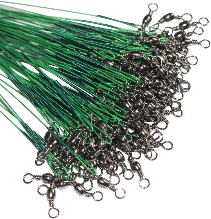 Laxygo 60pcs Fishing Wire Leaders Nylon-Coated Fishing Line Wire Leaders with Swivels and Snaps 6inch, 9inch, 12inch - Image 1