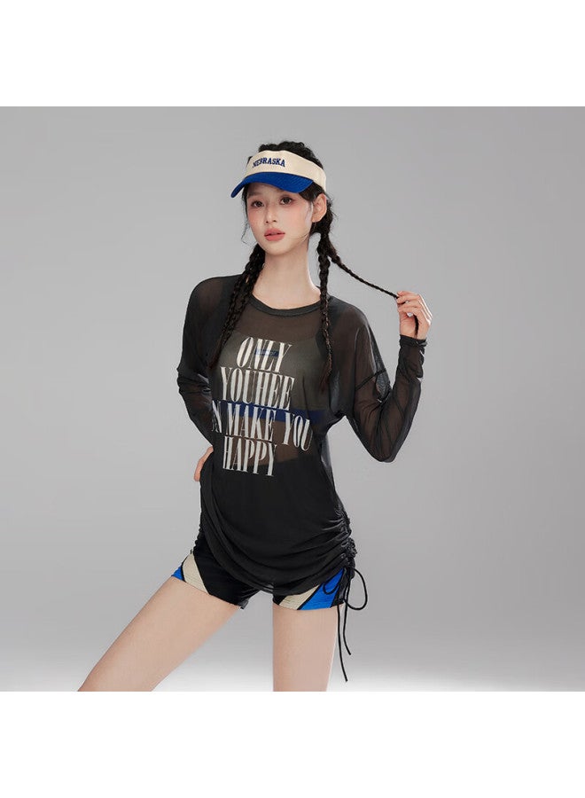 Sanqi Women'S Conservative Three-Piece Swimsuit With Long Sleeves And Cover-Up, Slimming And Modest Swimwear For Hot Springs And Beach, Size 2Xl - Image 2