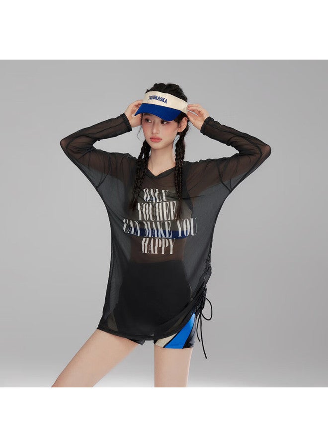 Sanqi Women'S Conservative Three-Piece Swimsuit With Long Sleeves And Cover-Up, Slimming And Modest Swimwear For Hot Springs And Beach, Size 2Xl - Image 3