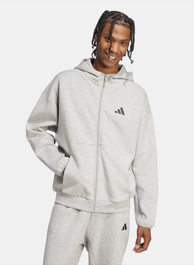 Adidas هودي بسحاب كامل بشعار أيقونات المستقبل صغير - Image 1