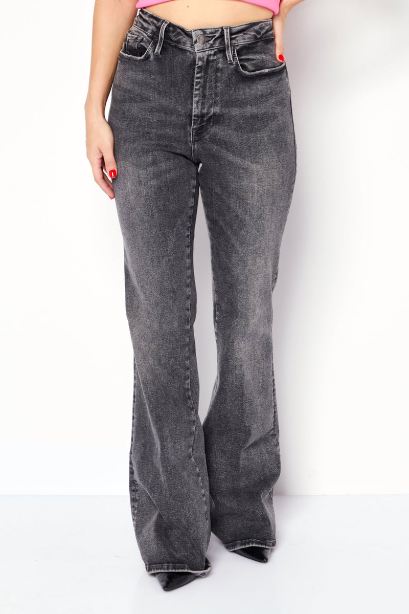 FRAME Women Junior Size Regular Fit Wash Stretchable Jeans, Grey - Image 1