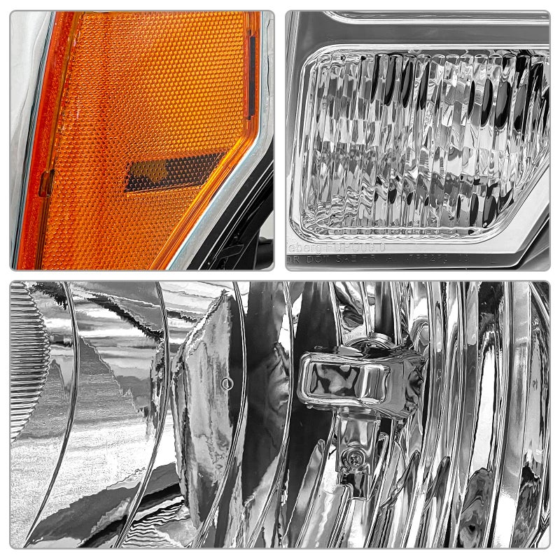 ADCARLIGHTS 2009 2010 2011 2012 2013 2014 Ford F150 Pickup Headlight Assembly for 09-14 Ford F150 Clear Lens Chrome Housing with Amber Reflector Headlamp Replacement Left and Right Pairï¼ˆW/O Bulbsï¼‰ - Image 5