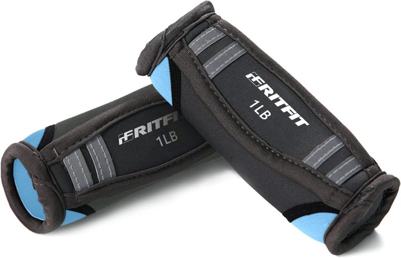 RitFit Soft Hand Weights Set - 0.5/0.75/1/1.5/2 LBS (1 Pair) Walking Dumbbell for Women & Men with Reflective Straps - Jogging, Running, Physical Therapy, Aerobics - Pink Orange Blue Grey Black - Image 1