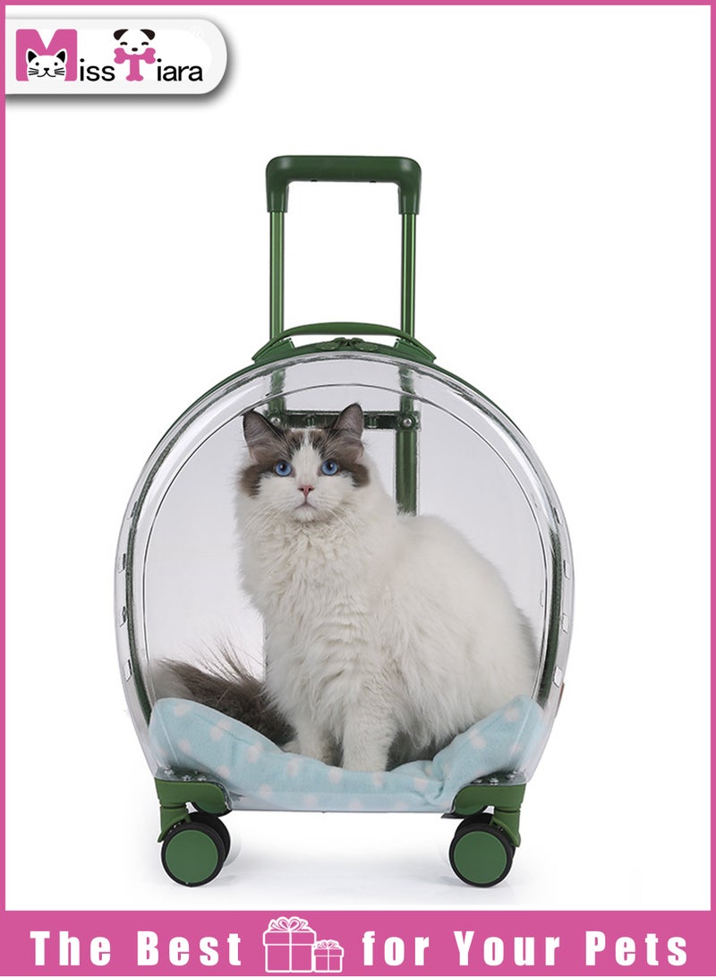 MissTiara Quality Transparent large capacity pet trolley case portable travel bag suitable for cats and dogs under 8kg, allowing your pet to travel with you easily 33*42*27cm - Image 1