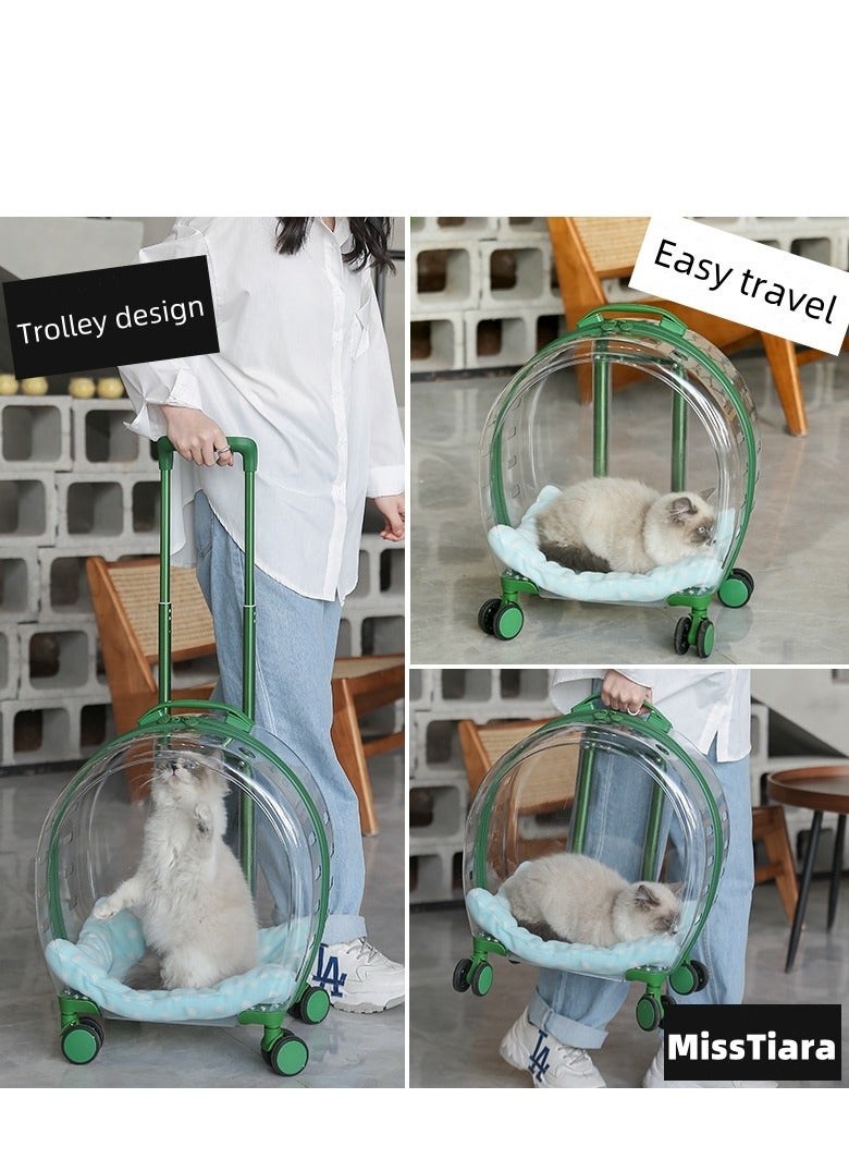 MissTiara Quality Transparent large capacity pet trolley case portable travel bag suitable for cats and dogs under 8kg, allowing your pet to travel with you easily 33*42*27cm - Image 3