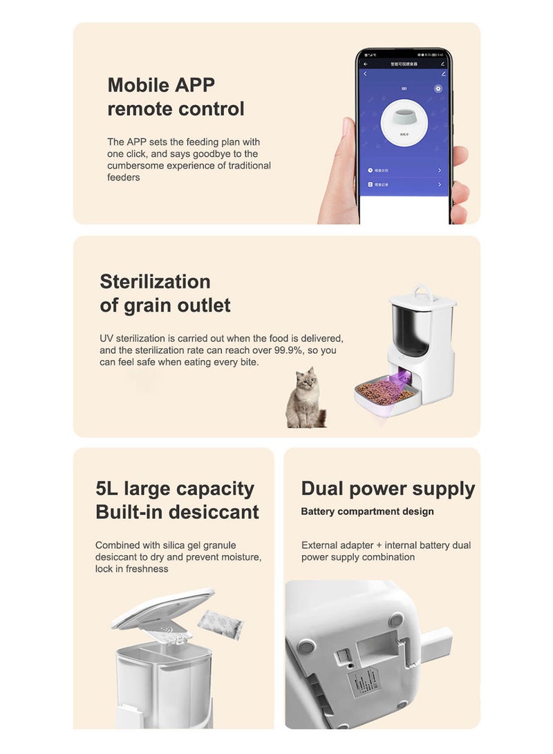 كيدل 5L قدرة كبيرة القط الطاعم ذكي الكلب الطاعم التلقائي تغذية الحيوانات الأليفة مزدوجة الحظيرة - Image 2