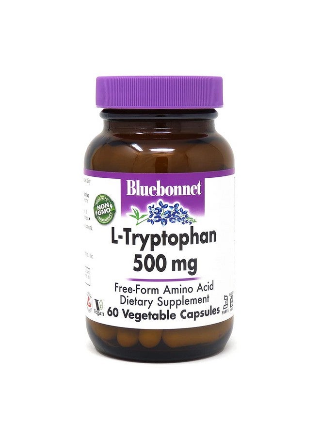 Bluebonnet Nutrition Ltrypotophan 500Mg For Neurotransmitting Support* Supports Positive Mood* Soyfree Glutenfree Nongmo Kosher Certified Vegan White 60 Vegetable Capsules 60 Servings - Image 1
