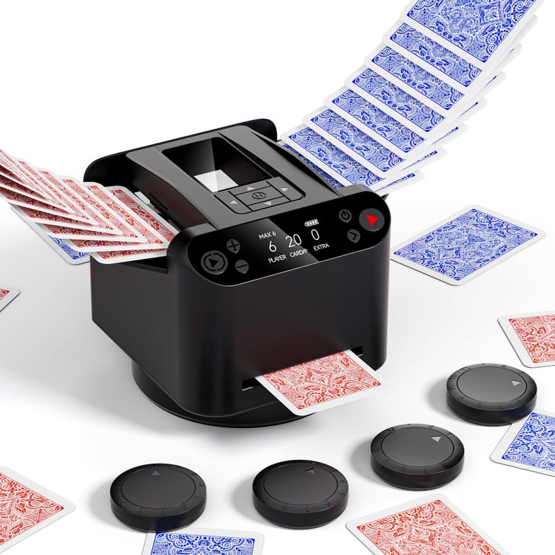 INNCNN 2in1 Automatic Card Shuffler and Dealer Machine with 4 Remotes for 12 Decks USBC Rechargeable Supports 112 Players Programmable for Poker UNO Blackjack Texas Holdem - Image 2