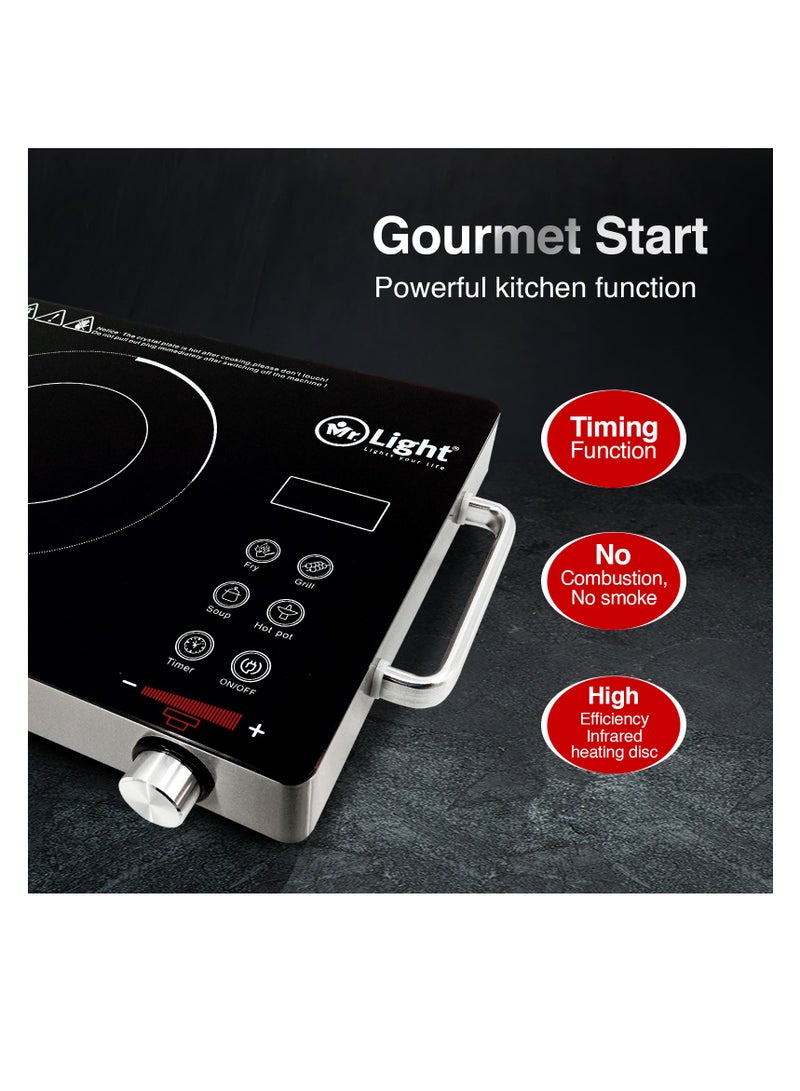 Mr. Light Mr Light Infrared Cooker With Touch Control And Timing Function Suit For Any Pot,2000W,Black - Image 4